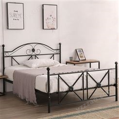 简约现代铁架床单层铁艺床单人铁床双人床成人1.2米1.5米1.8米 溢彩家具 DRC-004单层铁艺床订做