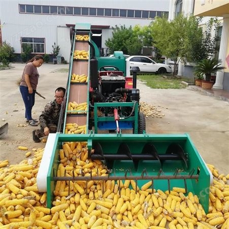 鲁丰单缸拖拉机带双筒玉米脱粒机 大型玉米脱粒机全自动