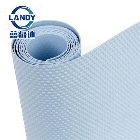PVC泳池胶膜 钢纹版 蓝色纯色 防滑胶膜 无毒 广州厂家蓝尔迪