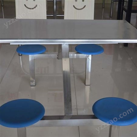 多人位连体餐桌椅 玻璃钢大学食堂餐桌椅 上海8人位不锈钢餐桌椅