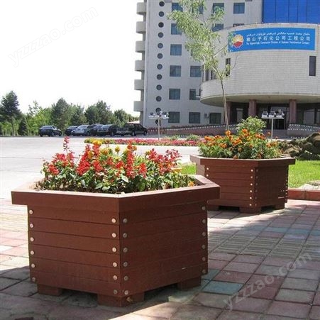 户外防腐木木质花箱花槽 移动组合式长方形花池河南花盆花箱
