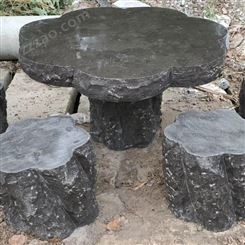加工青石石头桌 仿古石桌石凳石雕圆桌 户外庭院石桌椅