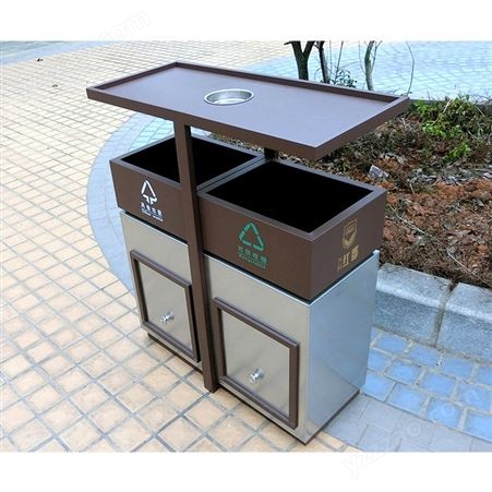 可定制 双桶大容量垃圾桶 酒店大堂户外不锈钢垃圾桶 主题公园室外分类垃圾桶