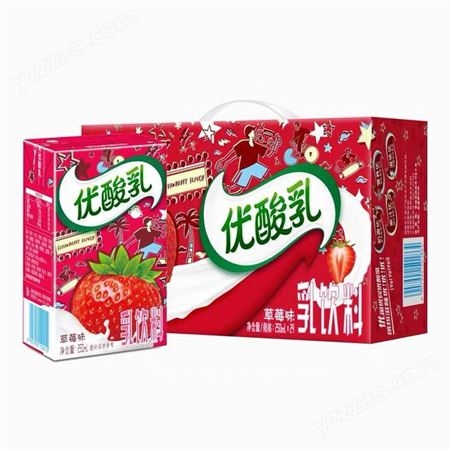 优酸乳草莓味乳饮料250ml*24盒整箱牛奶 多种口味可选