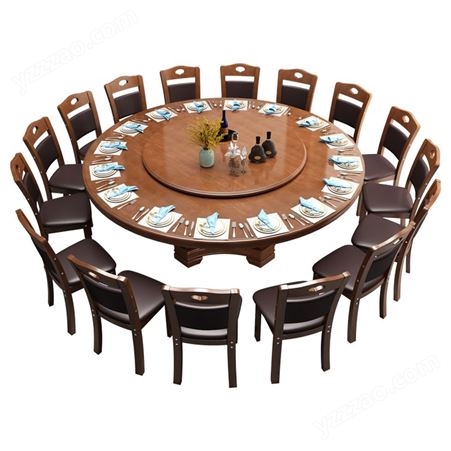 2米实木餐桌椅组合酒店大圆桌1.8米饭店实木圆形餐桌10人家用饭桌