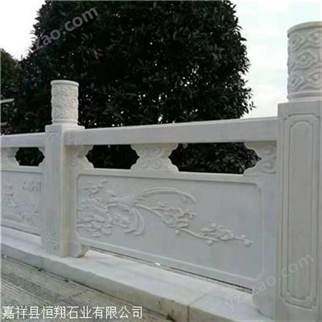 石栏杆 石雕汉白玉栏板  河道石桥扶手护栏