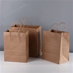 简约款外卖奶茶食品包装手提式牛皮纸袋 便携可折叠式纸袋批发 爱妃
