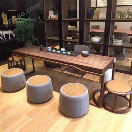 新中式茶桌椅组合 实木泡茶桌办公室简约茶几 禅意茶室功夫茶台批发