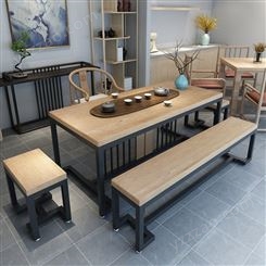 新中式接待室洽谈桌椅组合 简约实木泡茶桌设计 家用客厅书房大板桌定制