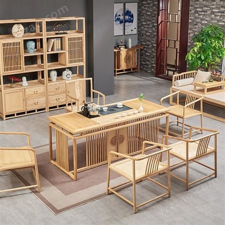 D1001新中式实木茶台 实木茶台套装 小户型实木茶桌椅组合 办公室茶道茶艺桌