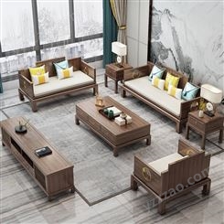 新中式实木沙发 简约现代禅意组合设计 乌金木家具批发