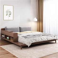 中式实木双人床白蜡木家具 主卧室家具原木色1.8大床