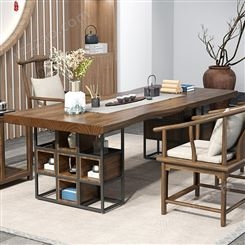 古典中式实木茶桌椅组合 家用客厅待客大板泡茶桌精选 洽谈功夫茶几定制
