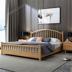 北欧日式实木床厂家 1.5m1.8米单人双人主卧室床价格 现代新中式简约家具