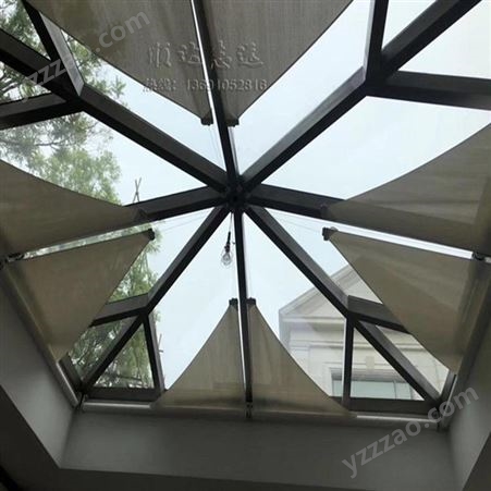 采光中庭天井遮阳棚安装视频 阳光房遮阳帘定制 顺达志远